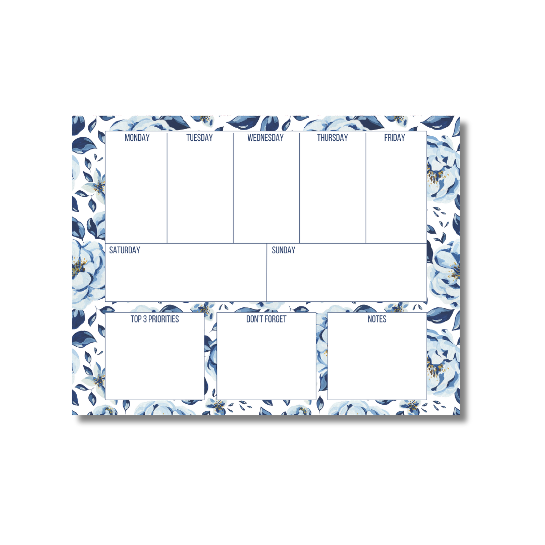 Weekly Notepad - Blue Floral